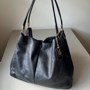 COACH MADISON PHOEBE Black Pebbled Leather Hobo Triple Satchel Bag Y2k 24621